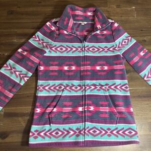Sonoma women's S full zip activewear jacket multicolor aztec print long‎ sleeves